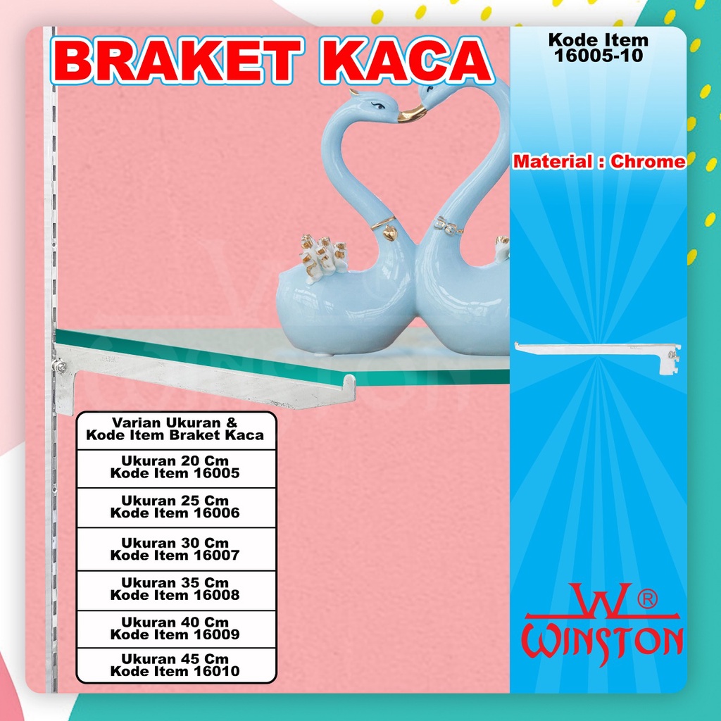 Bracket Kaca 30 Cm Siku Braket Penyangga Rak Kaca Daun Bracket Kaca