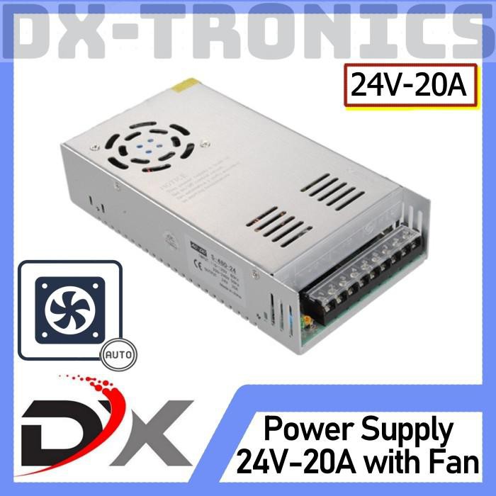 Switching Power Supply PSU 24V 20A With Fan 20 Ampere 24 Volt Kipas