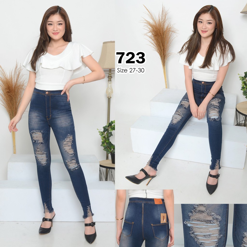 Highwaist Sobek Jeans / Highwaist Sobek / Celana Pinggang Tinggi / Haiwes Jeans / Highwaist Ripped