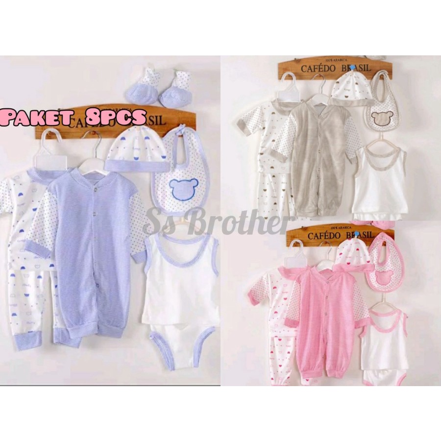 Baju Baby Baru Lahir Set 8pcs Perlengkapan New Born NewBorn Gift Kado Bayi Baru Lahir