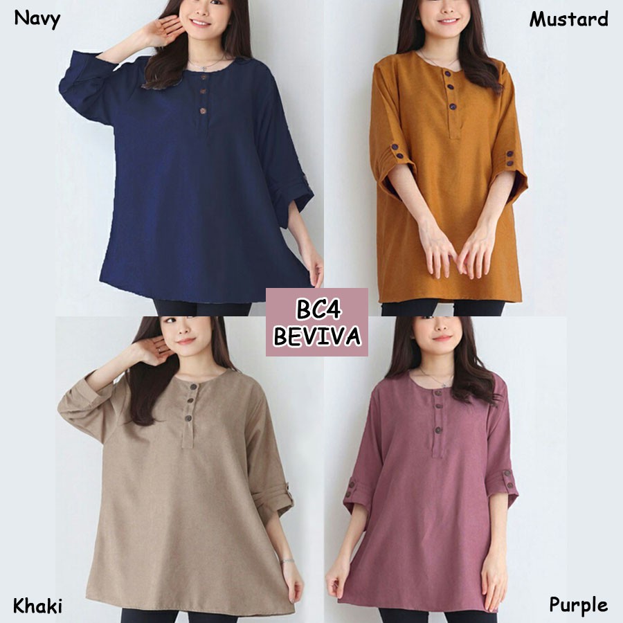 BIGCLO - (COD) LD 120cm Blouse Jumbo Wanita BC4 Baju Atasan Bigsize Lengan Panjang-4