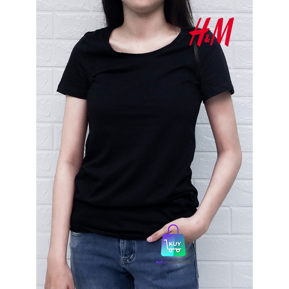  KAOS  WANITA  MERK H M  ROUND NECK SAMPING KERUT Shopee 