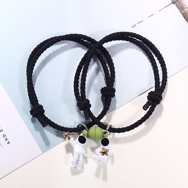 2 Pcs Gelang Couple Magnet Liontin Ombak Gunung