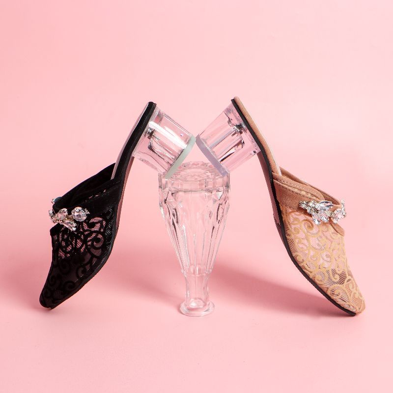 Sepatu Selop Cewek LEXUS Heels Shoes Lace Suede Original By Dranatha