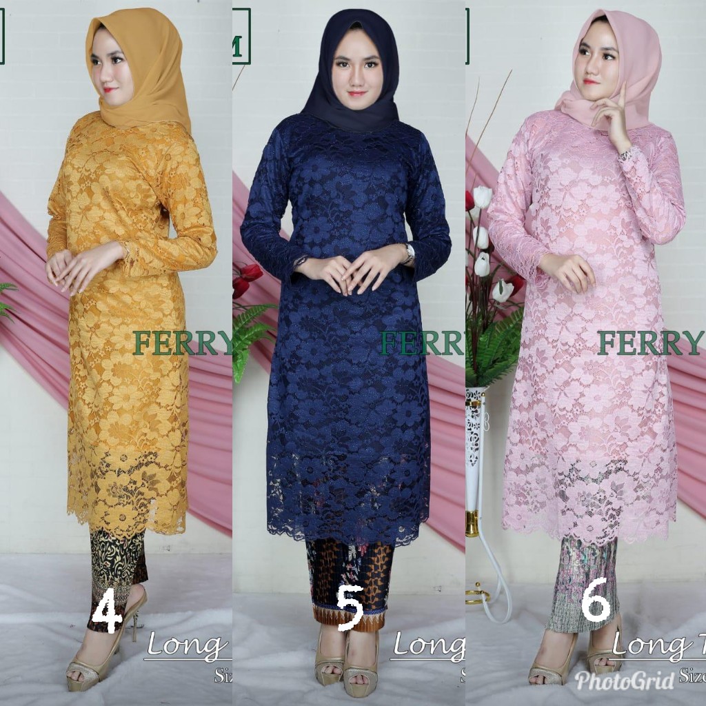 Kebaya Tunik Brokat Stelan Aneka Pilihan Warna