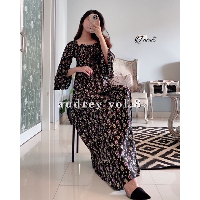 Daster arab FAIRUZ AUDREY Homedress Rayon Homewear Original Label-FAY: HITAM VOL.8