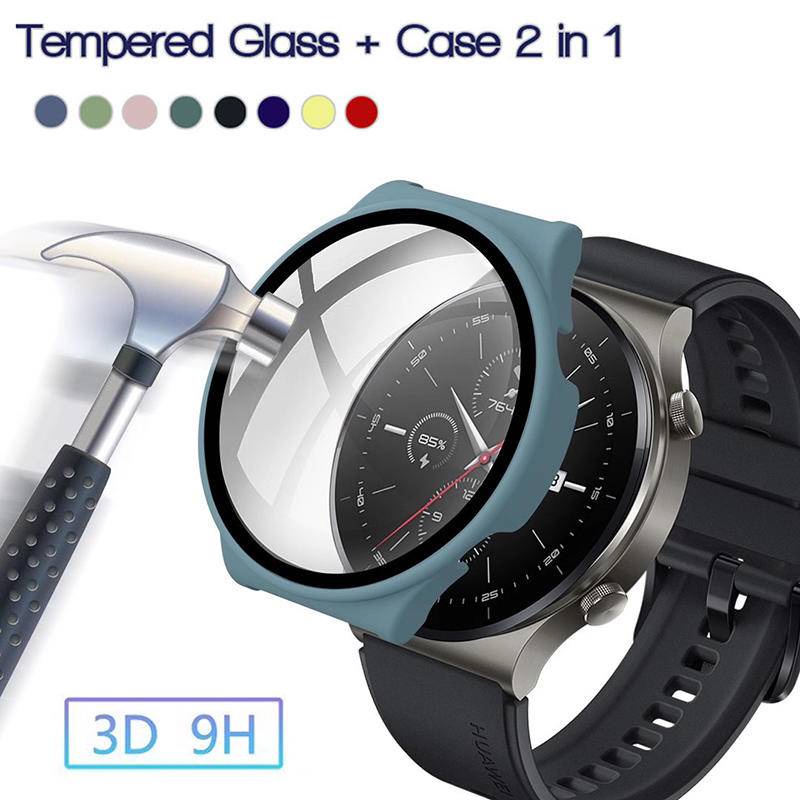 Case Cover Pelindung Layar Tempered Glass Bumper Pc Untuk Huawei Watch 3 Pro