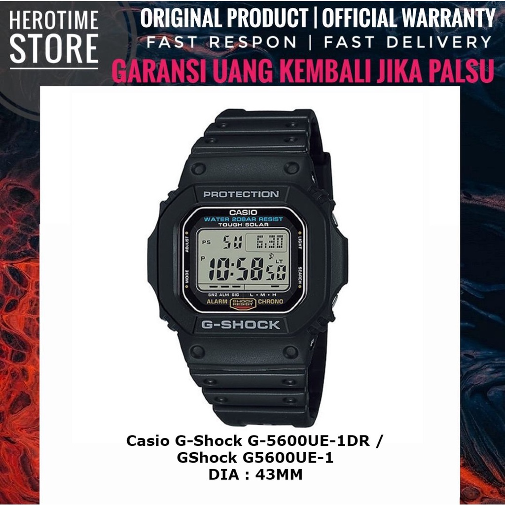 Casio G-Shock G-5600UE-1DR / GShock G5600UE-1 Jam Tangan Digital Pria SOLAR Garansi Resmi ORIGINAL