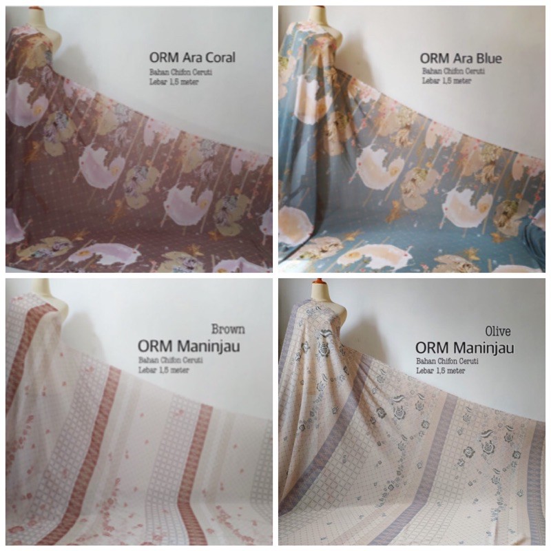 DYA369 Kain ORM Ori Ria Miranda: Ara Blue, Ara Coral, Maninjau Olive, Maninjau Brown, Anai, Painan,