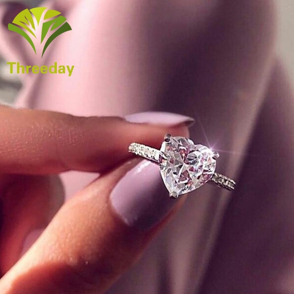 Cincin Kawin Tunangan Zircon Bentuk Hati Kristal Untuk Wanita Shopee Indonesia