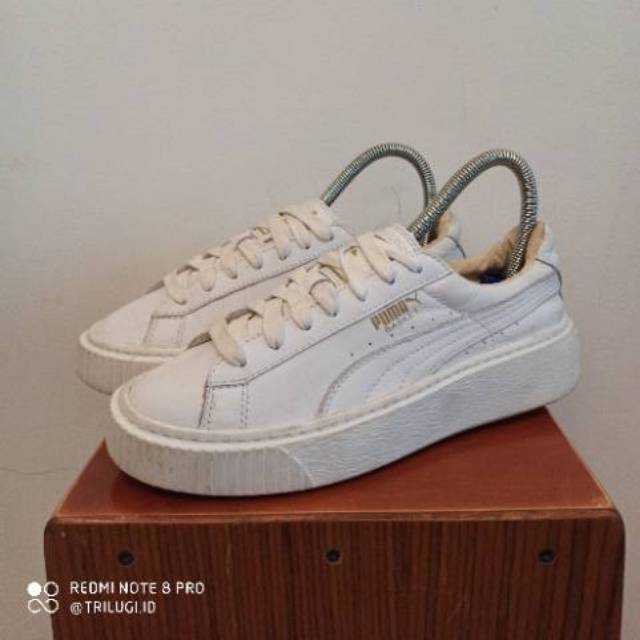 Puma Basket Platform White Gold Second Original Sepatu Wanita Sepatu Pria Sepatu Second Original
