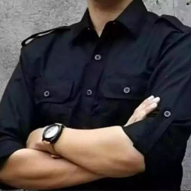 Baju PDL Hitam Lengan Panjang - Kemeja Seragam Net TV Hitam