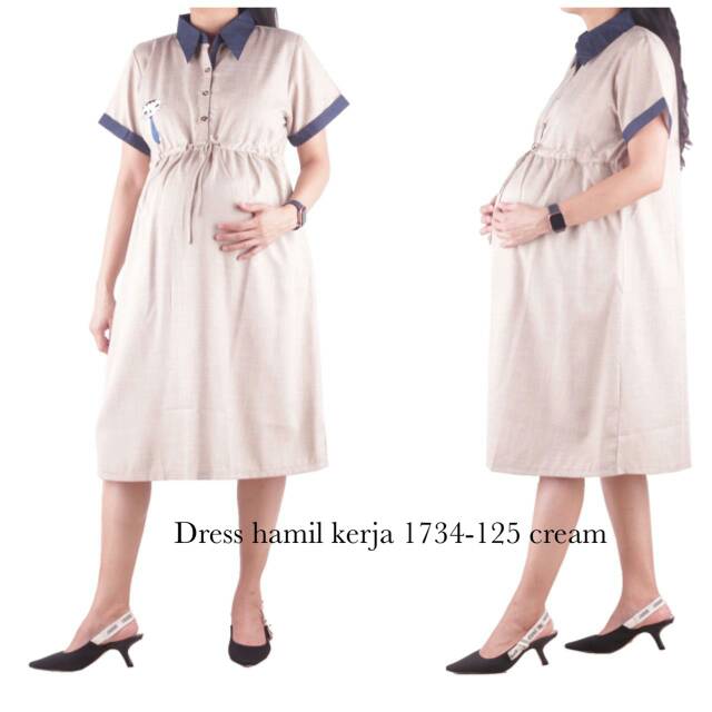 Baju hamil dres hamil kerja 1734 cream