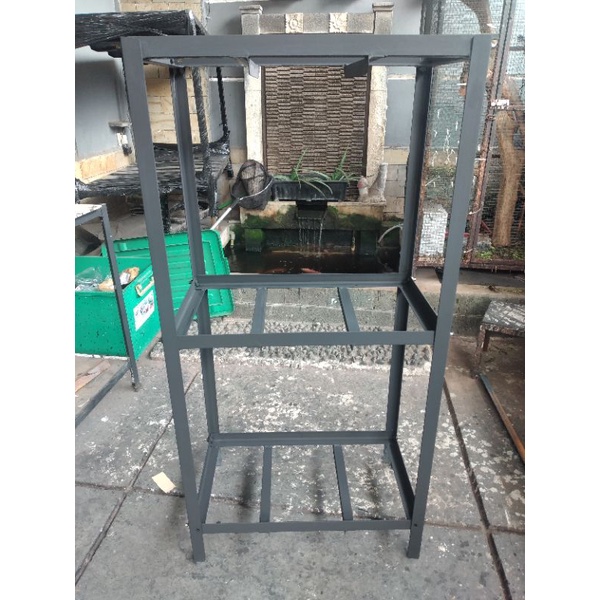 rak  aquarium ikan 3 susun 50x30 besi siku bongkar pasang
