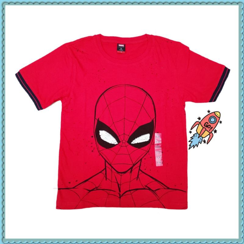 Nevada marvel spiderman flip sequin red kaos anak laki laki 7-8 thn