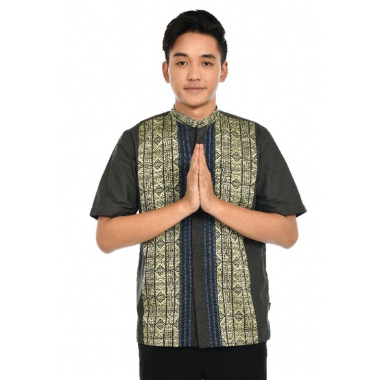 Baju Taqwa Pria Lengan Pendek Atasan Koko Muslim Cowok Corak Batik Bahan Katun Tebal Model Terbaru