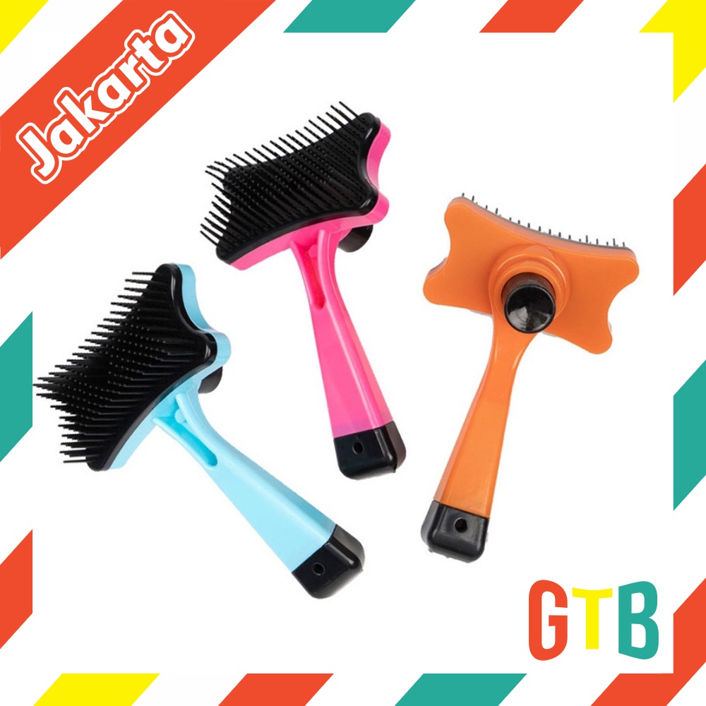 ❤GTB❤ SISIR GROOMING PRESS KUCING ANJING TIMMER TOMBOL SISIR BULU PET BRUSH Sisir Kucing Anjing PRESS Pembersih Bulu Rontok Sikat Alat Grooming Murah Pet Kitten Aksesoris Otomatis Pengangkat Pet Zoom Sisir Hewan Peliharaan Pet Brush Pet Comb R752