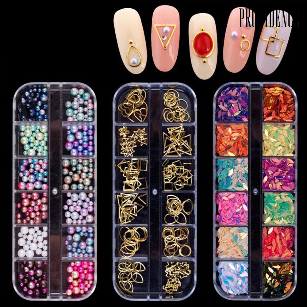 Providence Glitter 3D Nail Art Rhinestones Dried Flowers Jewelries Gems Beads Decorations