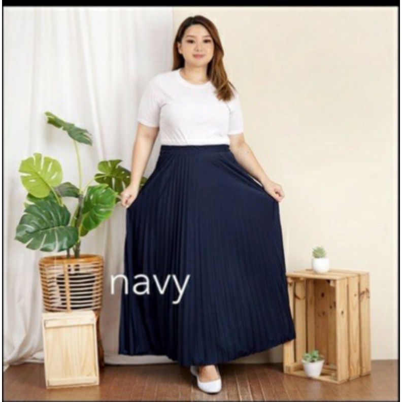 Rok jumbo plisket polos lp 120 , 130 ,140 ,150 160cm bb 90-150kg masuk-NAVY
