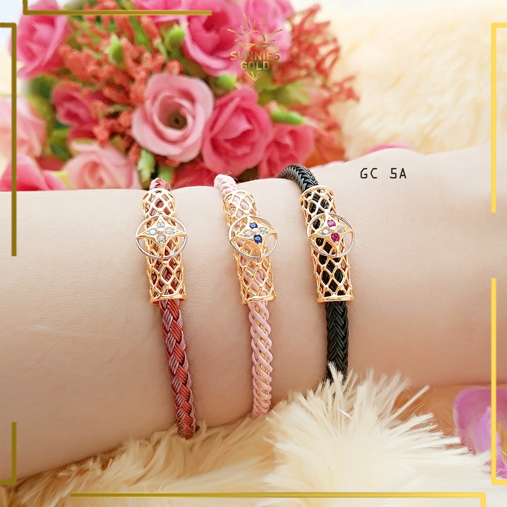 CHARM EMAS ASLI KADAR 375 MOTIF JARING MINIMALIS ELEGAN BISA PILIH WARNA GELANG KAWAT KELABANG GC 5A