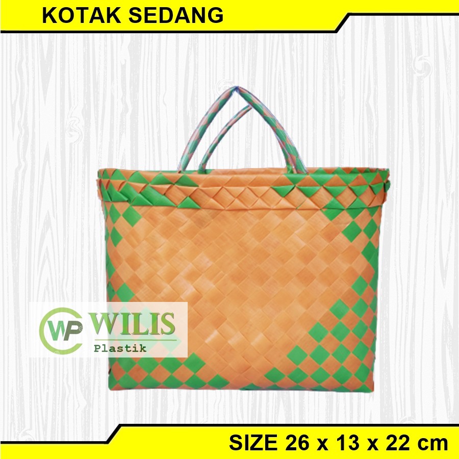 Tas Bingkisan KOTAK SEDANG (M) / Tas Anyaman Plastik Hampers Souvenir Parcel Bingkisan Selamatan