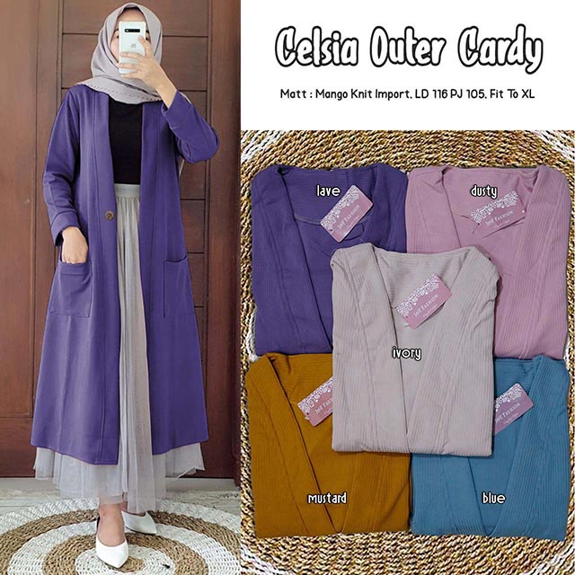 Outer Cardigan Wanita Celsia Mango Knit Import Tebal Nyaman di Pakai Fashion Muslim Hijab Cardy-CELSIA2 LAVE