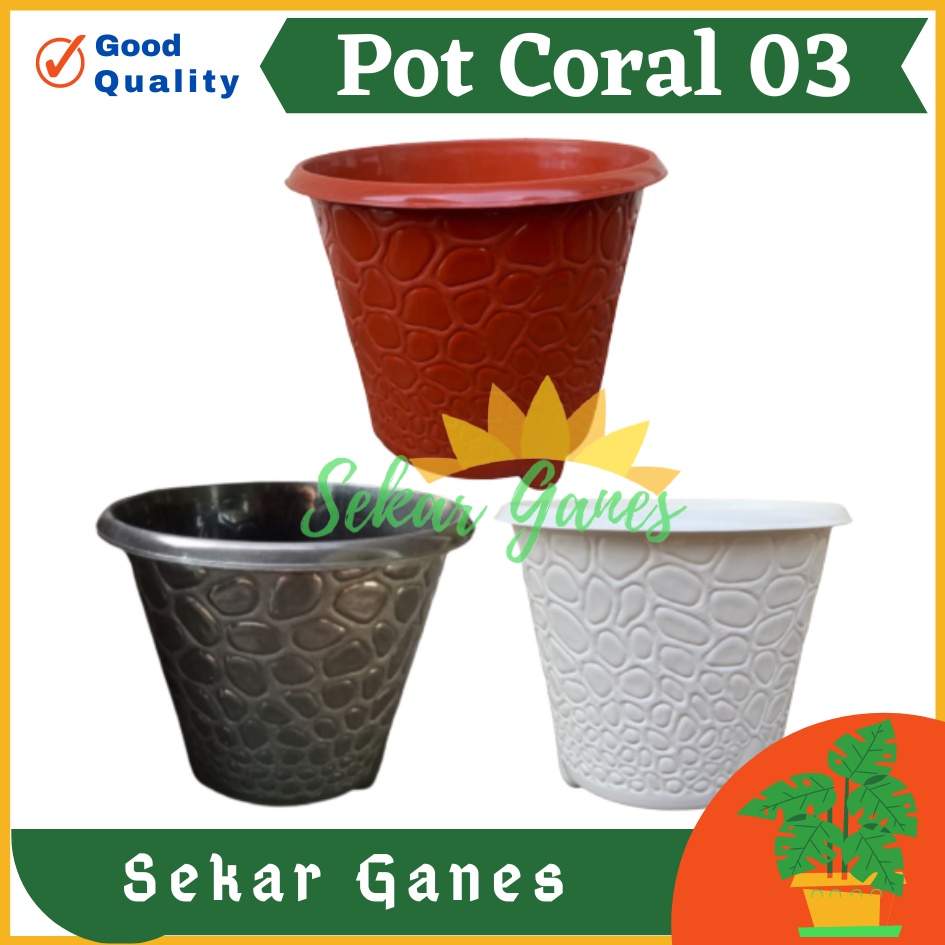 Promo Pot Coral 03 Pot Bunga Termurah Pot Tanaman Pot Bjp Coral 03 Putih Budi Jaya Pot Coral 20 Cm Pot Koral Bunga Plastik Motif Batu Alam Bagus Murah