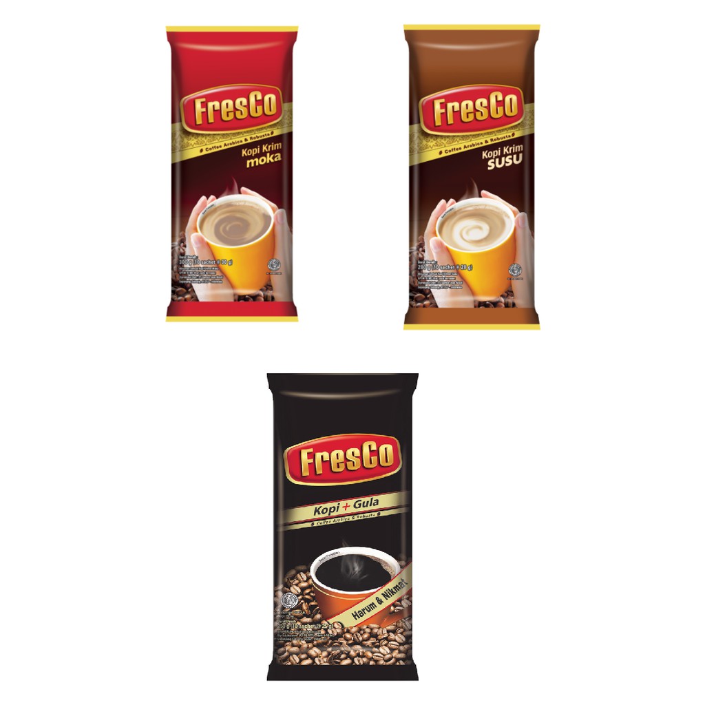 

Kopi Fresco Sachet (Krim Susu / Krim Mocha / Gula)