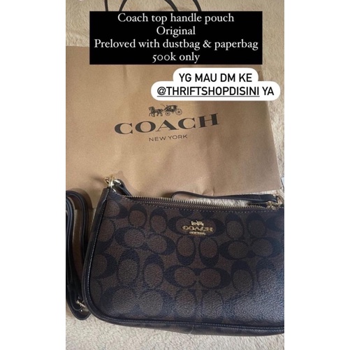 coach top handle pouch preloved