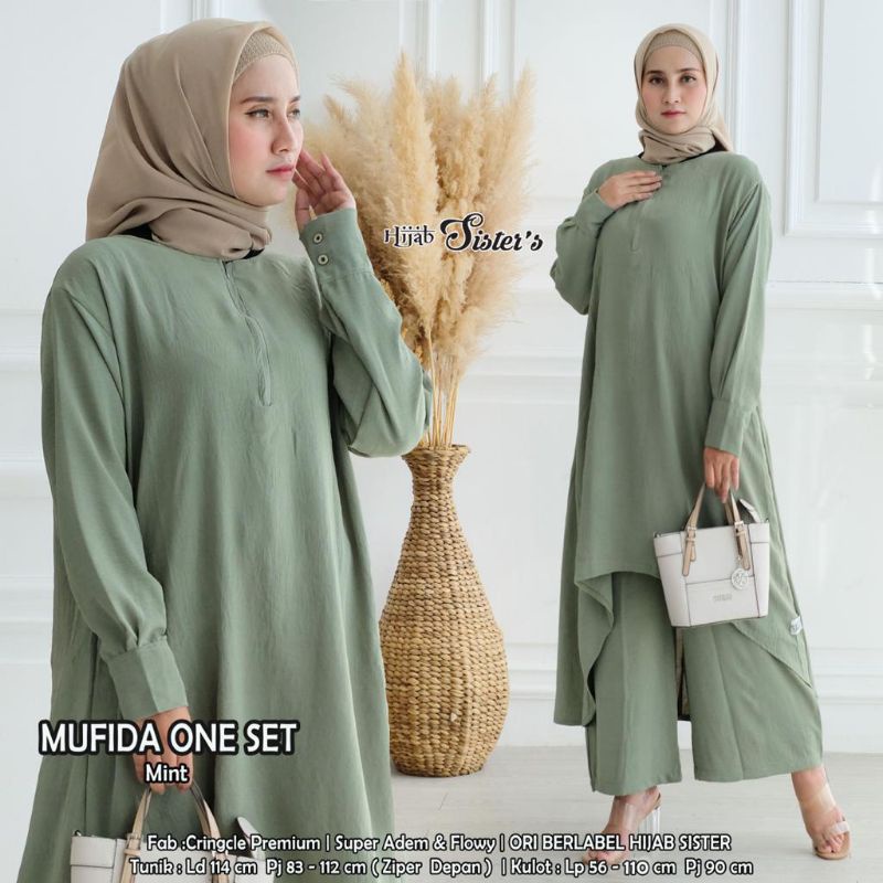 Taqiya Set - Setelan Tunik dan Celana Wanita Dewasa Jumbo Bahan Syakila Import Motif Polos