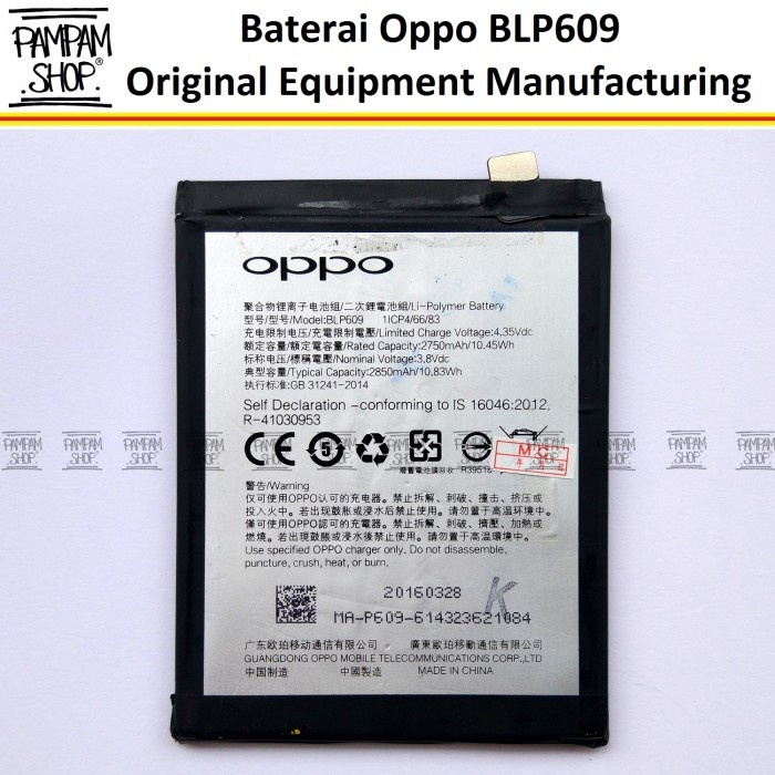 Baterai Handphone Oppo BLP609 F1 Plus F1+ R9 Original OEM 100% Batre Batrai Battery HP BLP 609 Ori