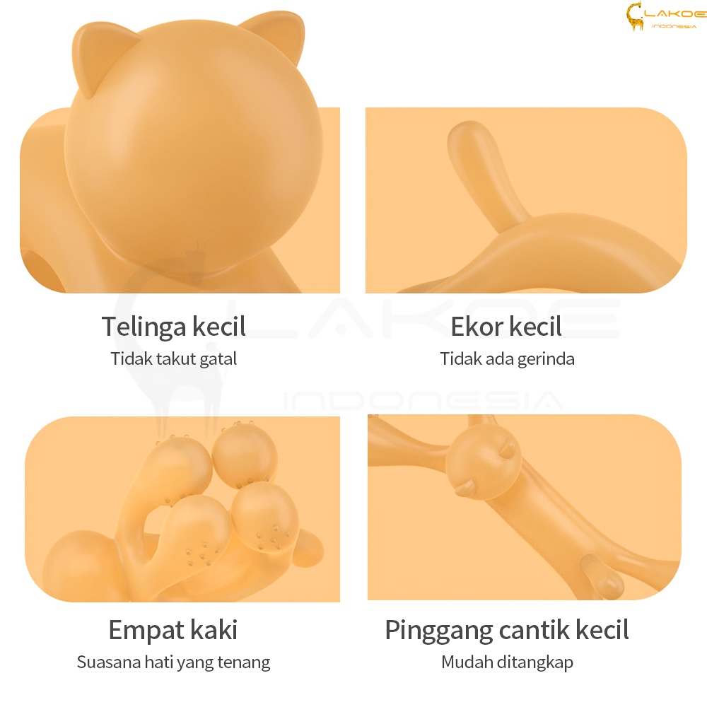 LAKOE Teether gigitan Bayi bentuk kucing Mainan gigitan bayi Silikon BPA Free