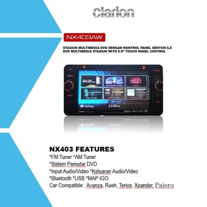 Head unit Clarion NX 403AW - Double Din Clarion NX 403 AW