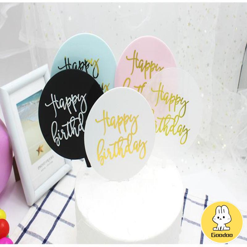 Cake Topper Happy Birthday / Tusukan Hiasan Kue Happy Birthday Acrylic -Doo