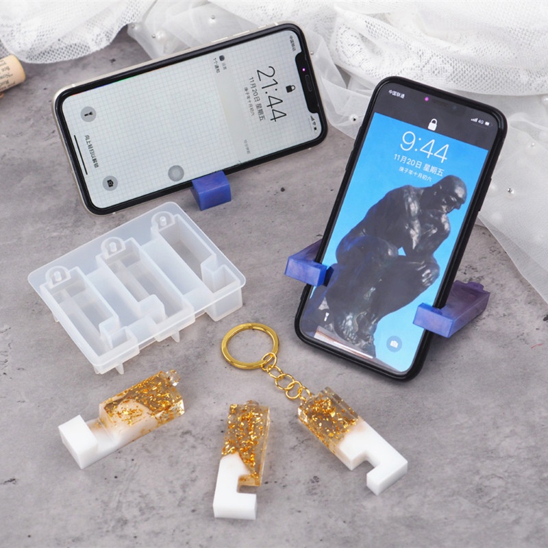 SIY  Protable Mobile Phone Stand Silicone Resin Mold Phone Holder Keychain Pendant Epoxy Resin Phone Bracket Mold Craft Tools