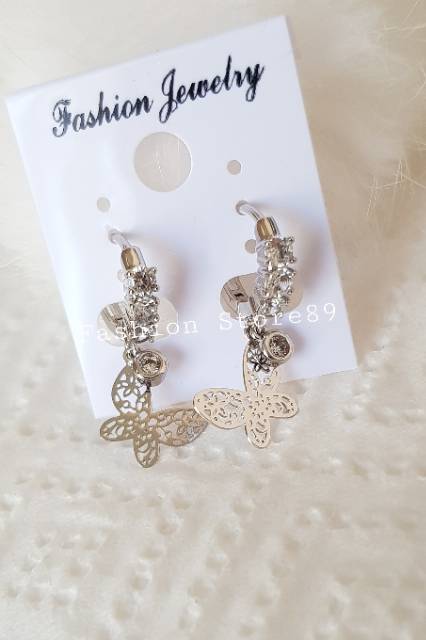 Anting jurai import buterfly perhiasan emas putih anting jurai xuping bestseller cantik siap kirim