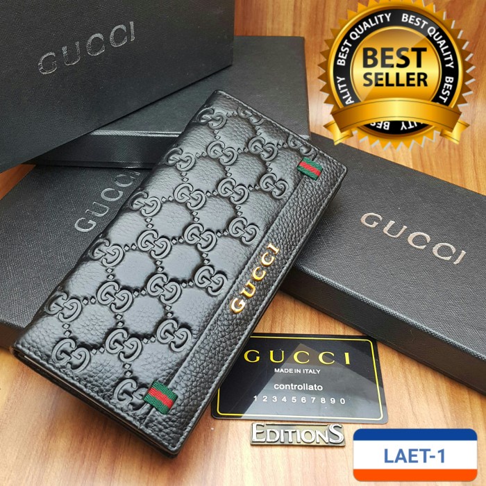 Pria-Dompet- Dompet Panjang Kulit Asli Pria Wanita Gucci Oat-1Black Branded Import -Dompet-Pria.