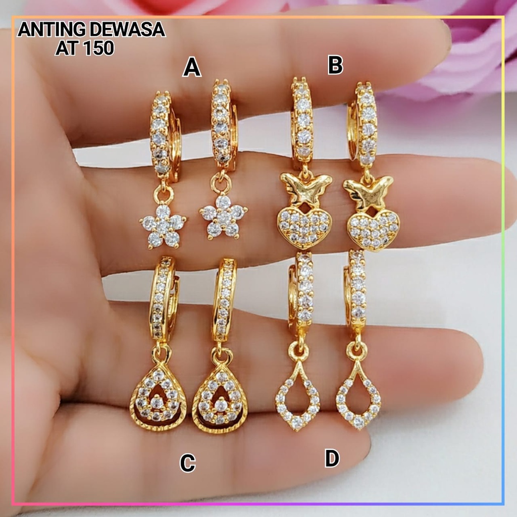 Anting Xuping anting dewasa jurai terlaris bunga simple permata zirkon perhiasan lapis emas gold AT 150