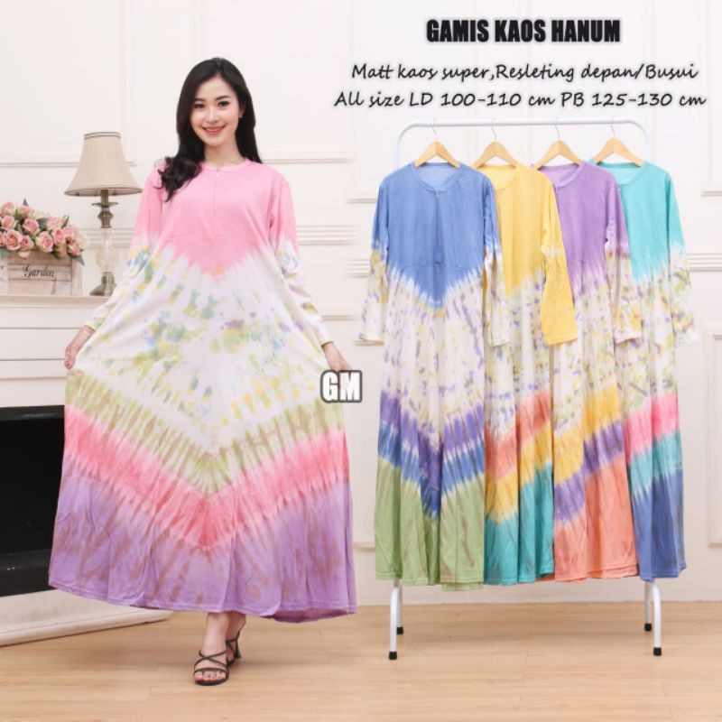 Gamis kaos termurah busui resleting depan