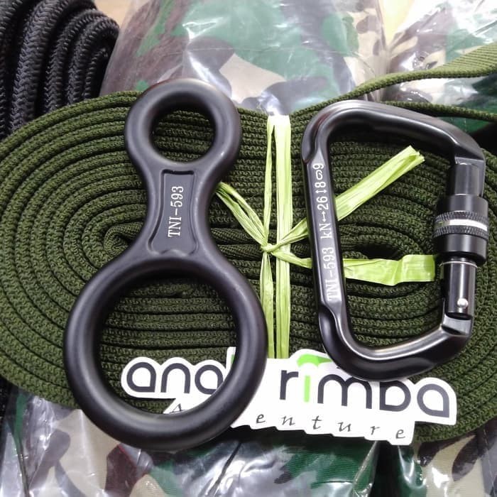 SKD Carabiner screw delta jatah tni-alat panjat militer PAKET LENGKAP