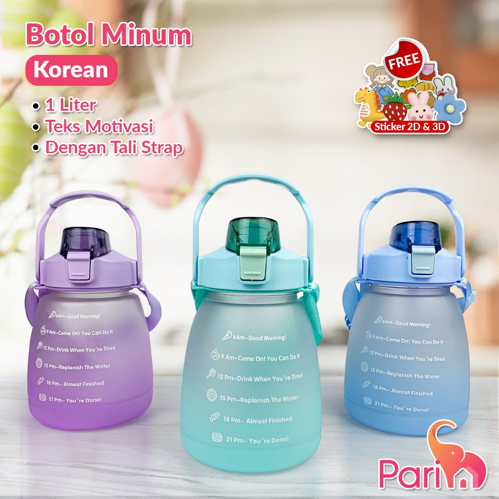 Botol Motivasi 1,1 Liter Botol Minum Viral Free Sticker 2D &amp; 3D