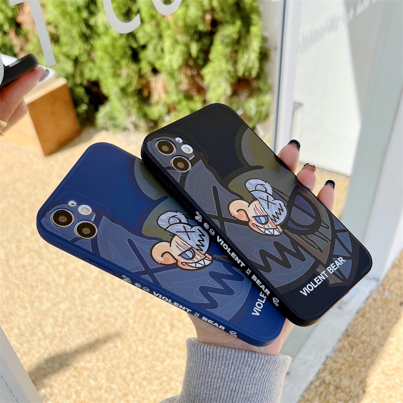 Violent Bear Case FOR iPhone 7 8 7plus 8plus X Xs Xr Xsmax IP 11 11pro 12 13 Pro Max 12 Pro Max 13Pro 13ProMax Se2020 disney Square Soft Silicone Full Cover Case