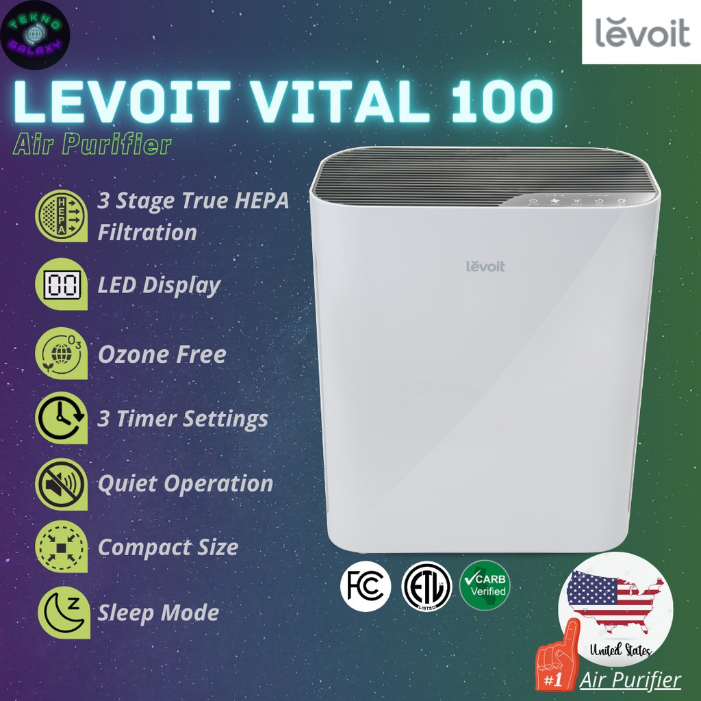 LEVOIT Vital 100 True HEPA Air Purifier Alat Pembersih Udara Ruangan