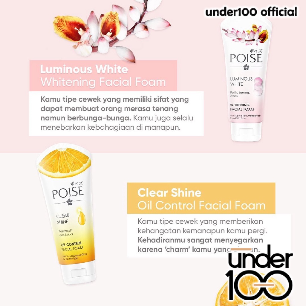 ❤ UNDER100 ❤ POISE Luminous White Whitening Facial Foam | Clear Shine Oil Control Facial Foam 50g | 100g |Sabun Cuci Muka | Pembersih Wajah | BPOM