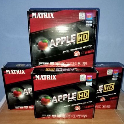 STB TV DIGITAL Set top box digital receiver Matrix Apple merah full 1080 HD.DVB-T2 + kabel rca dan k