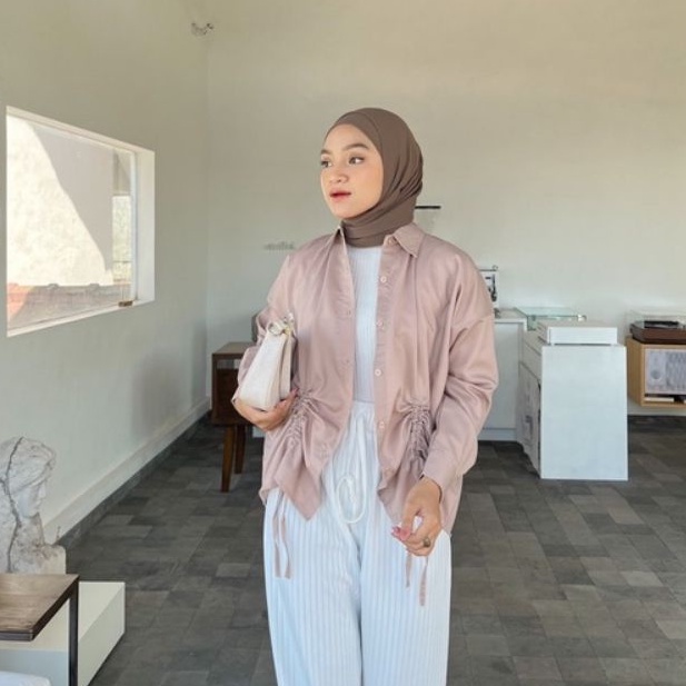 MERY TOP BLOUSE CRINCLE ATASAN WANITA TALI SERUT / BLOUSE KEMEJA WANITA CRINCLE