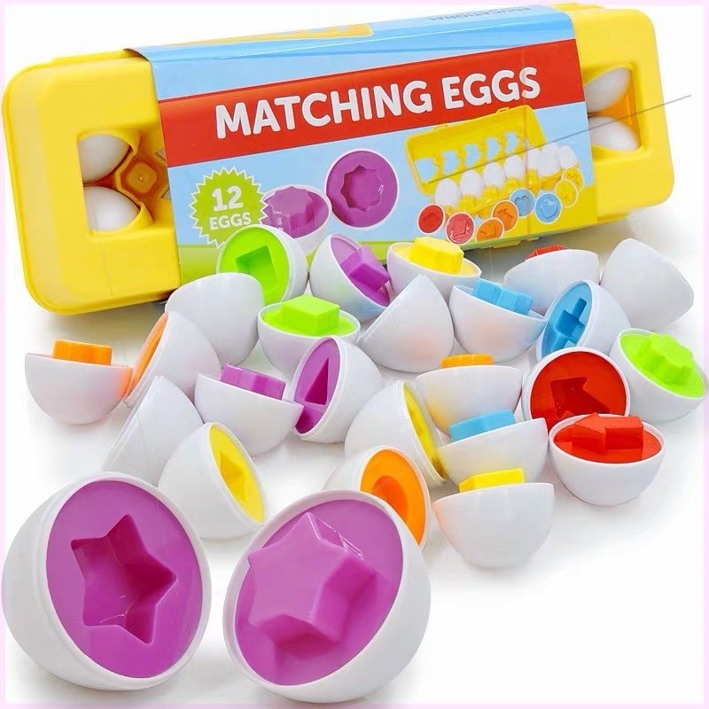 Mainan Edukasi Anak Color Matching Eggs Set Learning Numbers atau Shapes