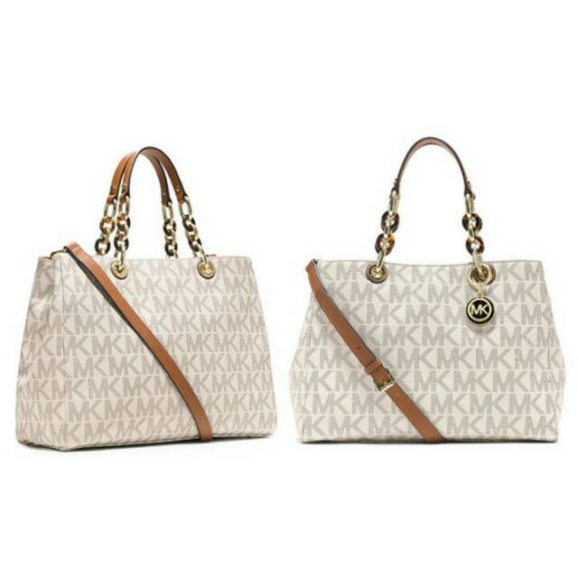 SALE Michael Kors Signature Monogram Tote Bag Original | Leather Chain | Tas Authentic