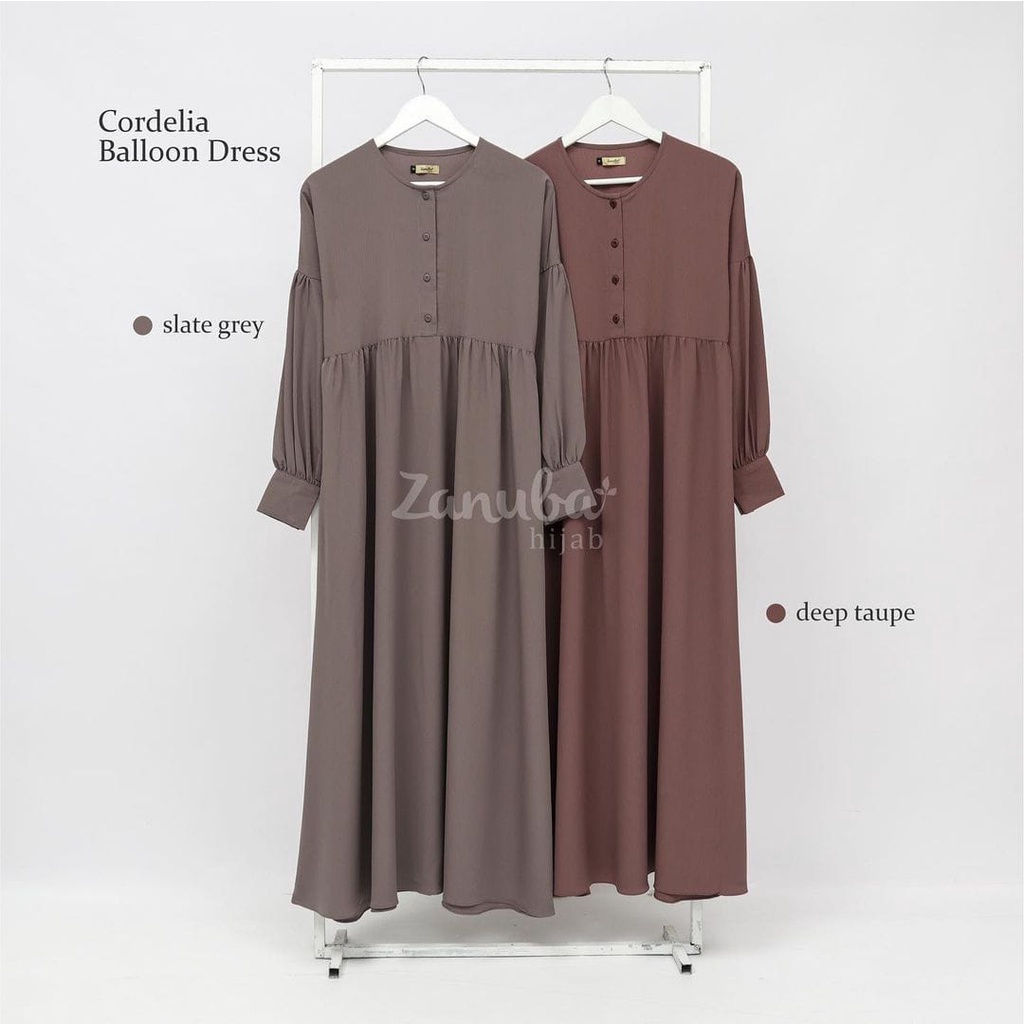 CORDELIA BALLOON GAMIS DRESS by ZANUBA klambieakwhat BISA COD | crinkle bahan kusut ironless halus lembut flowy adem ringan busui wudhu friendly