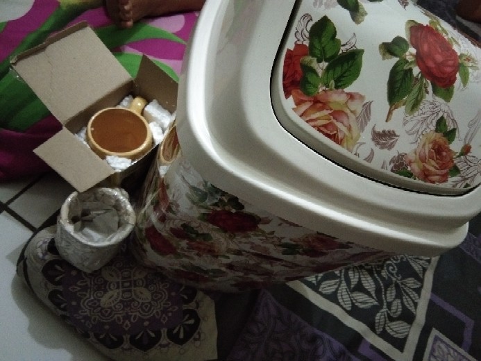 Tempat Sampah Tutup Goyang,print Rose/shaby / Ester Size 5l Dan 10l, 15l